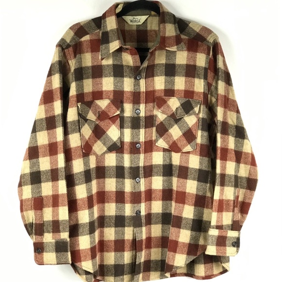 Woolrich Other - Vintage Woolrich Brown Red Plaid LS 85% Wool Shirt